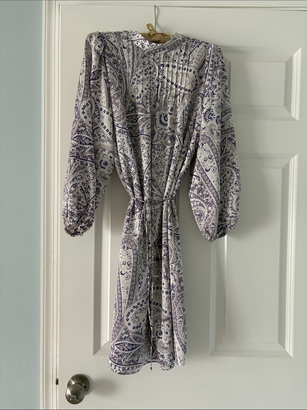 Ann Taylor Lavender Paisley Midi Dress with Tie Waist